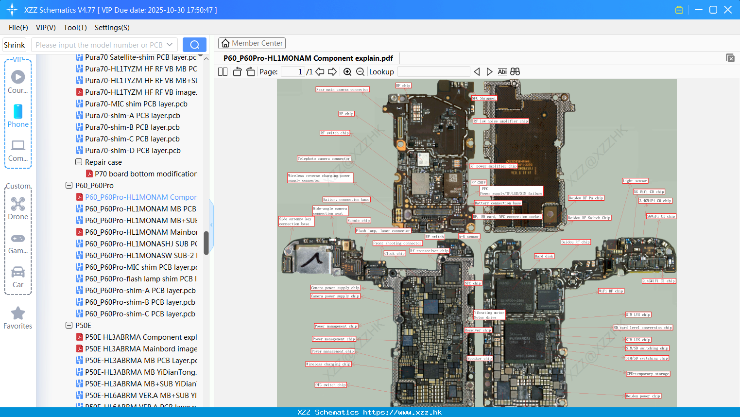 Huawei P60_P60Pro-HL1MONAM Component Explain